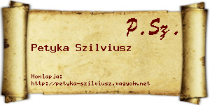 Petyka Szilviusz névjegykártya